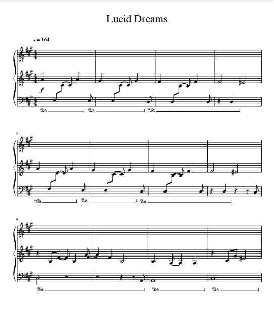 Lucid Dreams Piano Sheet Music "Juice WRLD" In PDF/MP3